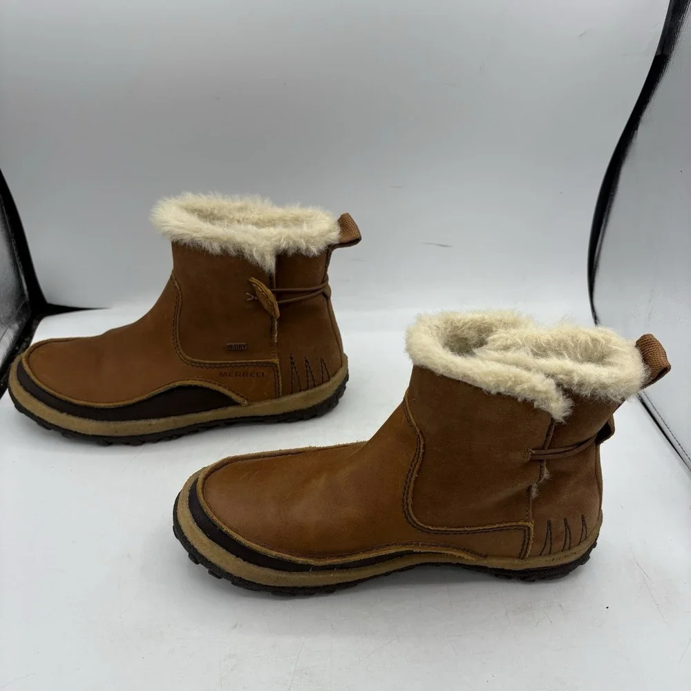 Merrell Snow Boots Womens Size 7.5 Tremblant‎ J45932 Brown Leather Dry Winter